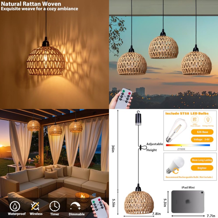Outdoor Power For Gazebo - Lustre suspendu extérieur à piles, lampe