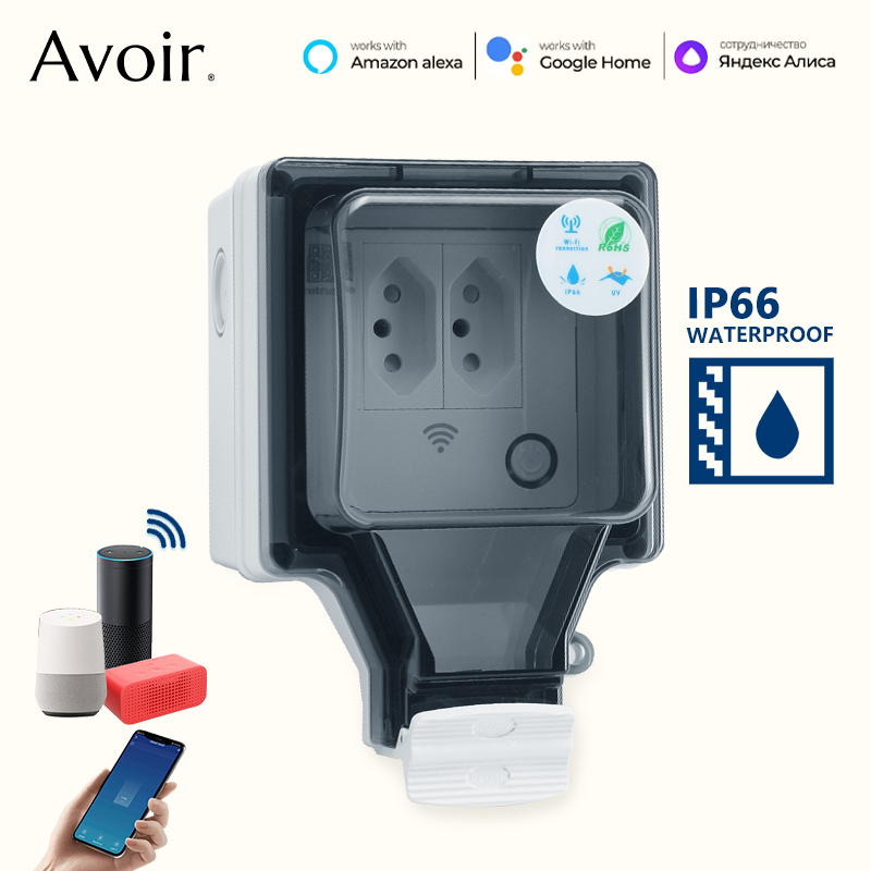 Outdoor Power Outlet Wifi - Avoir-Prise intelligente WiFi Tuya, IP66, extérieur,