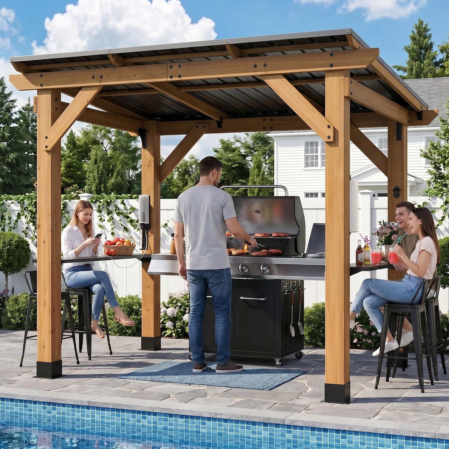 Gazebo de barbecue en bois de  - Outdoor Power For Gazebo avis et prix